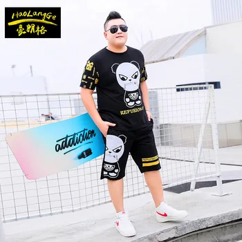 Short Sleeve Two-piece Set Trend Leisure Time Fat Fat Man Summer Dress Suit Fat Man Suit Plus Fat Increase Code Men 
Short Sleeve Two-piece Set Trend Leisure Time Fat Fat Man Summer Dress Suit Fat Man Suit Plus Fat Increase Code Men