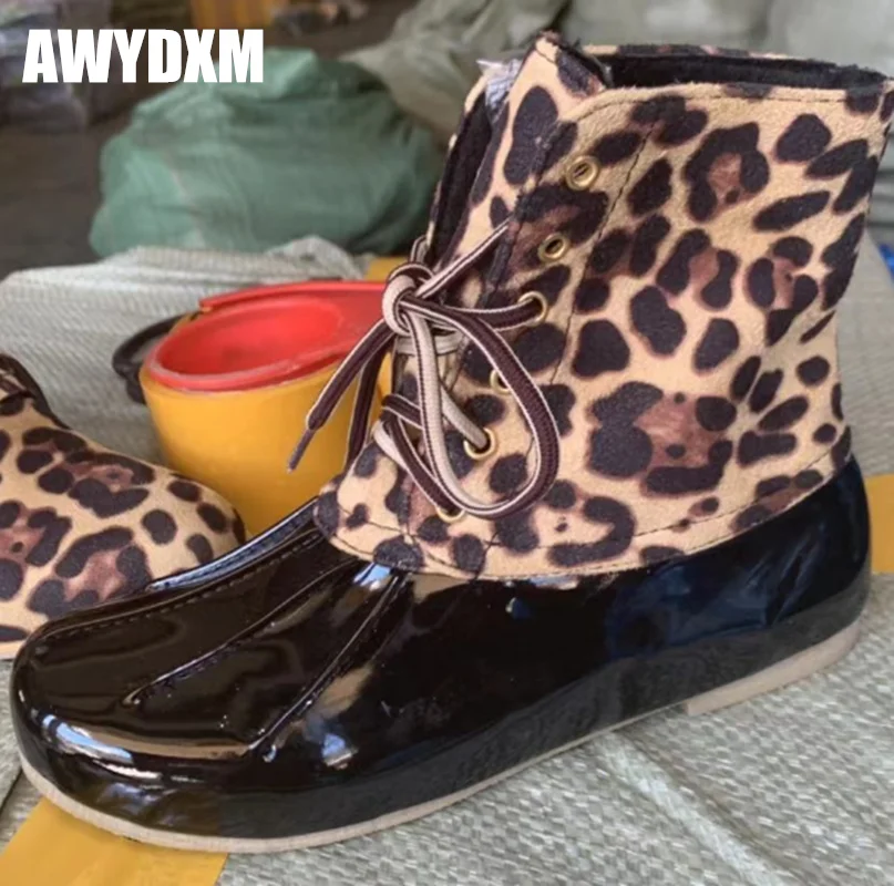 Ankle boots autumn Martin boots Round head Square heel waterproof Rain boots casual Lace Female Boots Leopard Female shoe w106
Ankle boots autumn Martin boots Round head Square heel waterproof Rain boots casual Lace Female Boots Leopard Female shoe w106