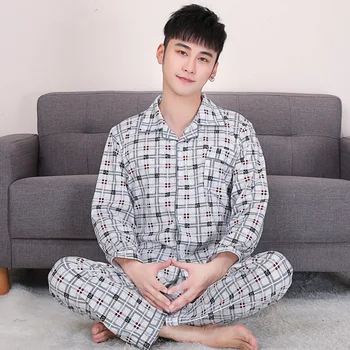 song xin Manufacturers Direct Selling Spring and Autumn Men Long Sleeve Pajamas Suit Cotton Classic Plaid Pajamas Men Dad
song xin Manufacturers Direct Selling Spring and Autumn Men Long Sleeve Pajamas Suit Cotton Classic Plaid Pajamas Men Dad