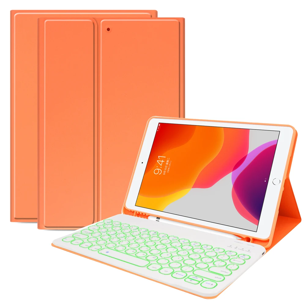 For iPad 10.2 inch 2019 7-Colors Backlit English Bluetooth Keyboard Flexible Silicone PU Leather Tablet Protective Case Pen Slot
For iPad 10.2 inch 2019 7-Colors Backlit English Bluetooth Keyboard Flexible Silicone PU Leather Tablet Protective Case Pen Slot