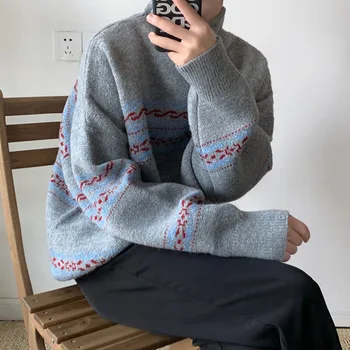 Winter New High Collar Sweater Men's Fashion Printed Casual Knit Pullover Man Wild Loose Long Sleeve Thick Sweater Male Clothes
Winter New High Collar Sweater Men's Fashion Printed Casual Knit Pullover Man Wild Loose Long Sleeve Thick Sweater Male Clothes