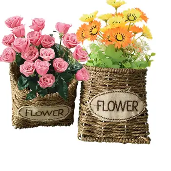 Handmade Straw Braided Flower Basket Hand-Woven Craft Home Decoration Storage Indoor Outdoor Basket Flower Arrangement Planter 
Handmade Straw Braided Flower Basket Hand-Woven Craft Home Decoration Storage Indoor Outdoor Basket Flower Arrangement Planter