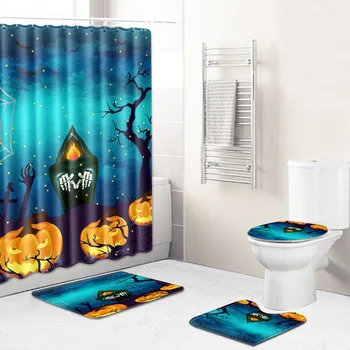 Halloween Shower Curtain Mat Combination Four-Piece Set Bathroom Toilet Carpet Shower Room Mat Mat Cross-Border Hair
Halloween Shower Curtain Mat Combination Four-Piece Set Bathroom Toilet Carpet Shower Room Mat Mat Cross-Border Hair