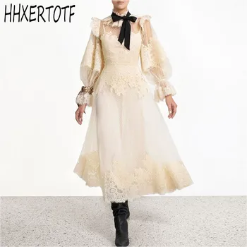 Sexy Lace Mesh Women Holidays Dress 2020 Spring Fashion Bow Tie Stand Collar Lantern Sleeve High Waist Perspective Long Dress
Sexy Lace Mesh Women Holidays Dress 2020 Spring Fashion Bow Tie Stand Collar Lantern Sleeve High Waist Perspective Long Dress