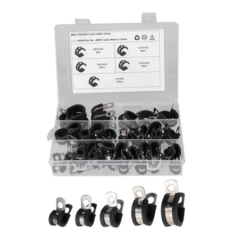 55pcs Durable Assorted Stainless Steel Rubber Cushioned Clamps Cable Clamps Practical Multi-functional Clips 5 Size
55pcs Durable Assorted Stainless Steel Rubber Cushioned Clamps Cable Clamps Practical Multi-functional Clips 5 Size