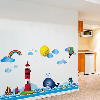 King Europe Cartoon Lighthouse Whale Wall Stickers CHILDREN'S Room Background Decorative Stickers 2018 nian New Style Cre
King Europe Cartoon Lighthouse Whale Wall Stickers CHILDREN'S Room Background Decorative Stickers 2018 nian New Style Cre
