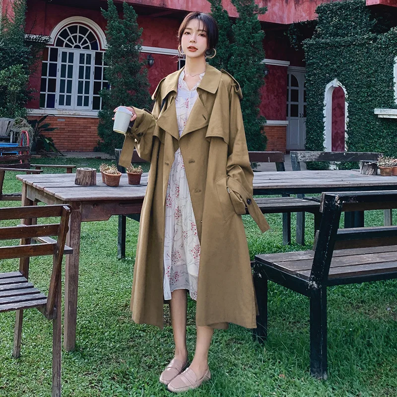 Photo Shoot 2019 Spring New Style Korean-style Loose-Fit Two-color Mid-length Fold-down Collar Double Breasted Trench Coat Women
Photo Shoot 2019 Spring New Style Korean-style Loose-Fit Two-color Mid-length Fold-down Collar Double Breasted Trench Coat Women