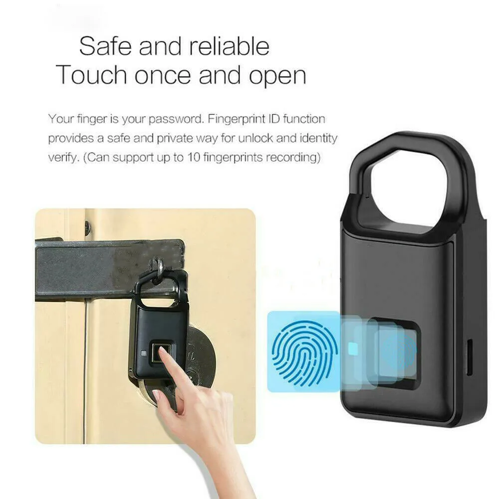 Smart Keyless Door Lock Fingerprint Padlock Biometric Waterproof Electronic Lock
Smart Keyless Door Lock Fingerprint Padlock Biometric Waterproof Electronic Lock