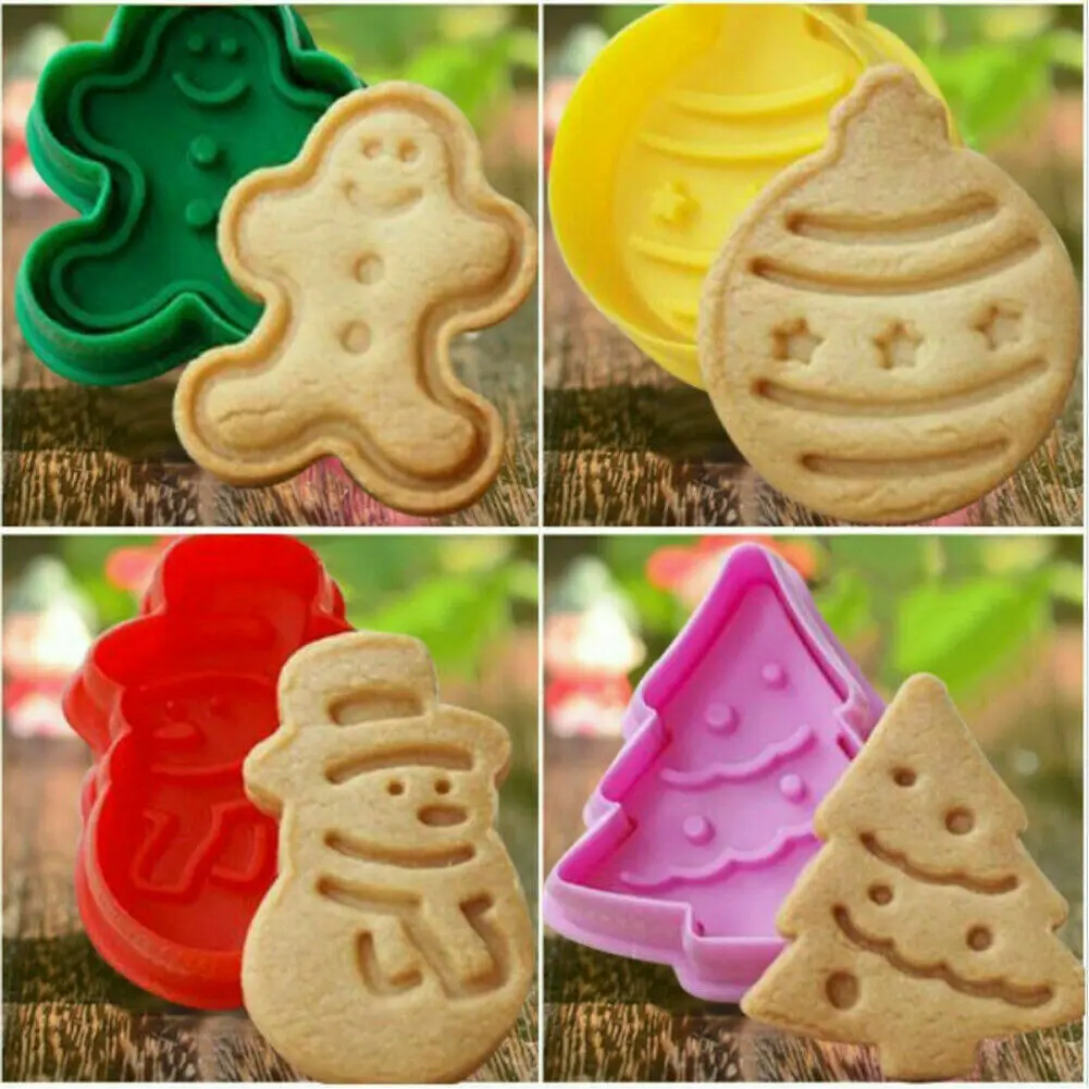 4pcs/Set Baking Mold Christmas Mold Cookie Cake Cutter Baking Tool Plunger Stamp Die Fondant Cake Decorating
4pcs/Set Baking Mold Christmas Mold Cookie Cake Cutter Baking Tool Plunger Stamp Die Fondant Cake Decorating