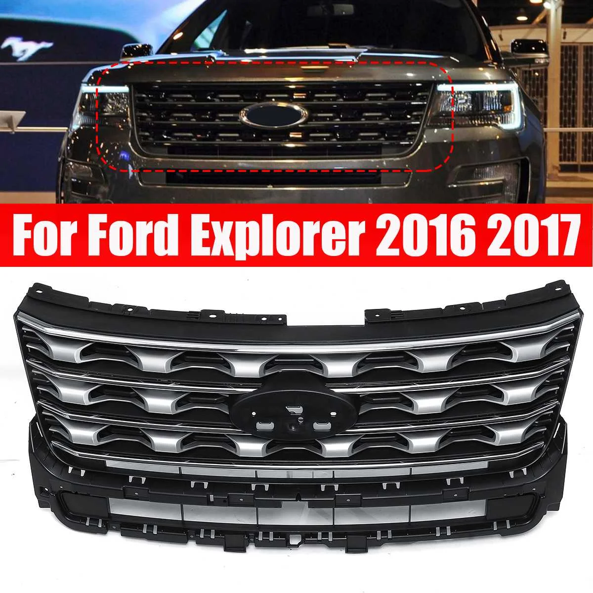 NEW High quality Modified ABS Car Front Racing Grills Grill Raptor Grille Cover for Ford Explorer 2016 2017 Sport Style 
NEW High quality Modified ABS Car Front Racing Grills Grill Raptor Grille Cover for Ford Explorer 2016 2017 Sport Style