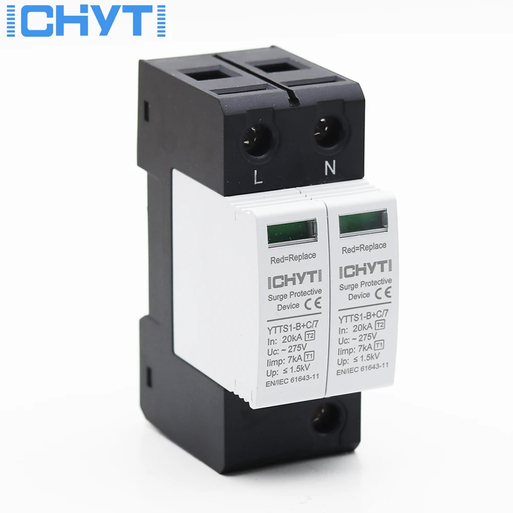 Surge Protector SPD AC 2P 275V Type 1+2 7KA Surge Protection T1+T2 Surge Arrester din rail Surge Protective Device
Surge Protector SPD AC 2P 275V Type 1+2 7KA Surge Protection T1+T2 Surge Arrester din rail Surge Protective Device