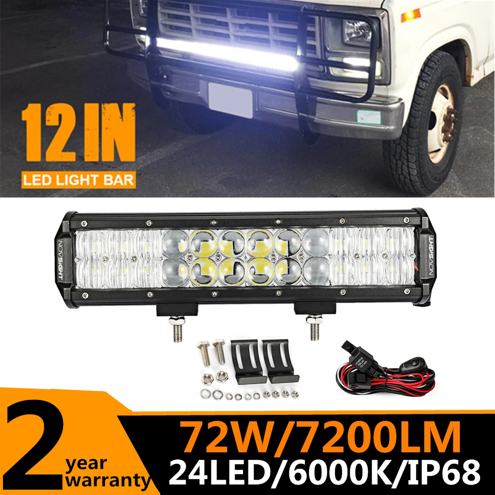 12 Inch 30 cm 72W 6000K Flood Spot Combo Work 24 LED Bar 7200LM Driving Boat Led Off Road Trucks 10ft Wire D40
12 Inch 30 cm 72W 6000K Flood Spot Combo Work 24 LED Bar 7200LM Driving Boat Led Off Road Trucks 10ft Wire D40