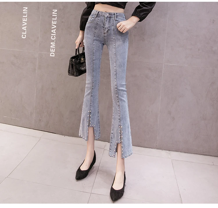 2019 New Fashion Korean Version High Waist Slim Jeans Trousers Irregular Opening Nine-point Ankle-Length Pants for Woman
2019 New Fashion Korean Version High Waist Slim Jeans Trousers Irregular Opening Nine-point Ankle-Length Pants for Woman