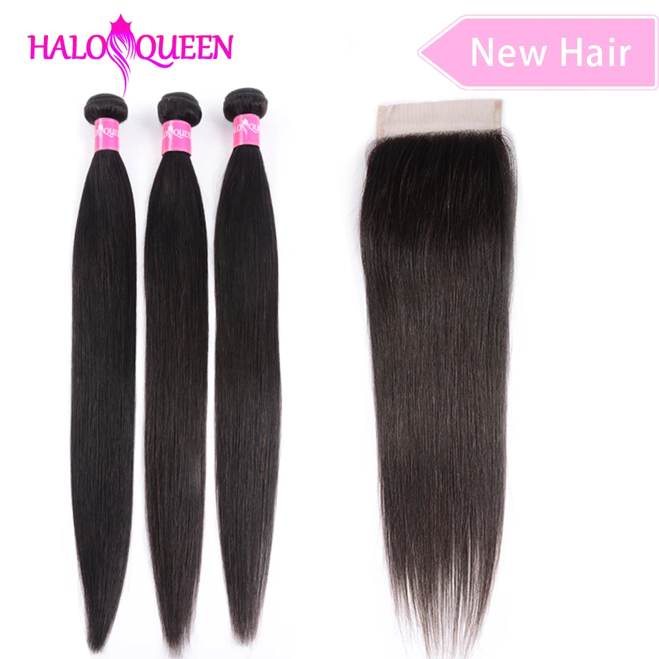 HALOQUEEN Straight Hair Bundles With Closure Brazilian Straight Hair Bundles with 4*4 Lace Closure Non-Remy Human Hair Bundles
HALOQUEEN Straight Hair Bundles With Closure Brazilian Straight Hair Bundles with 4*4 Lace Closure Non-Remy Human Hair Bundles
