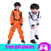 Darmowa wysyłka kostium na halloween chłopcy odzież astronauta astronauta ubrania taniec maska cosplay garnitur pilotów(China)