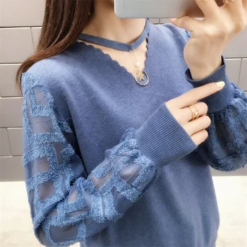 Women's sweater sweater pullover v-neck 2020 new dress Spring thin lady v-neck top stitch render unlined upper garment of 46 
Women's sweater sweater pullover v-neck 2020 new dress Spring thin lady v-neck top stitch render unlined upper garment of 46