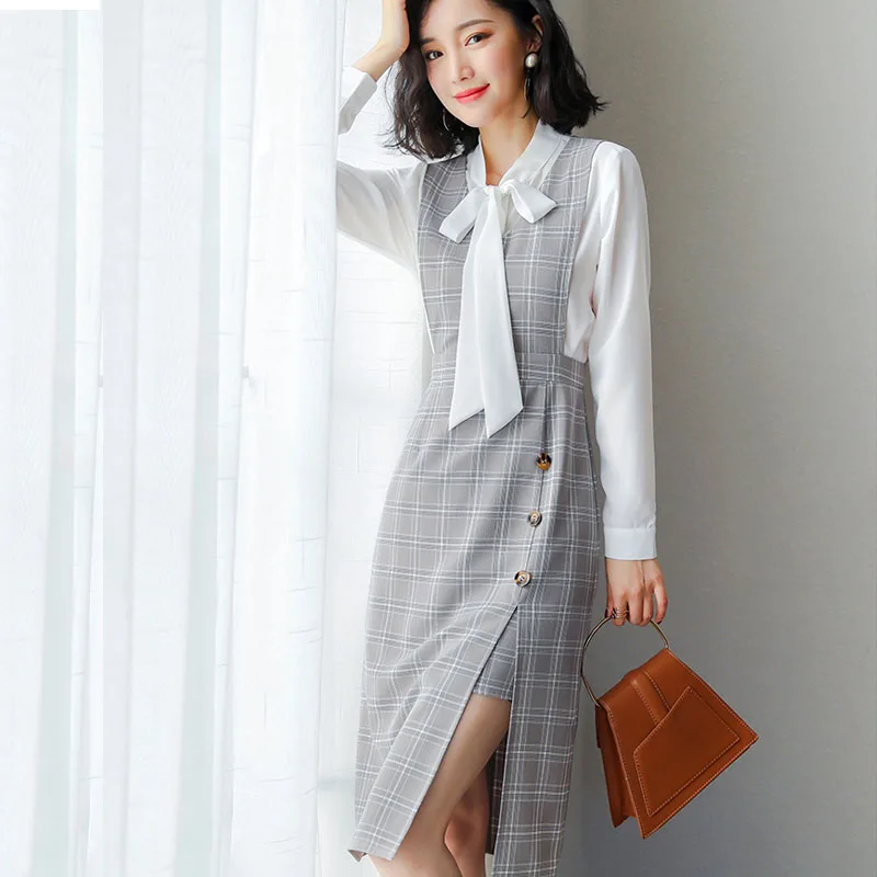 Women's Suit White Blouse+plaid Strap Dress Two Piece Set Fashion 2 Piece Set Women Office Commuting Women's Two Piece Sets
Women's Suit White Blouse+plaid Strap Dress Two Piece Set Fashion 2 Piece Set Women Office Commuting Women's Two Piece Sets