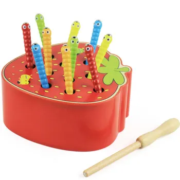 Wooden Magnetic Catch Worm Game with Strawberry Base Rod and Caterpillar Worms Magnet Fishing Toy
Wooden Magnetic Catch Worm Game with Strawberry Base Rod and Caterpillar Worms Magnet Fishing Toy