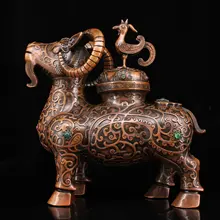 Wedding decoration collection of old pure copper, pure copper, hand-made gem-set sheep incense burner
Wedding decoration collection of old pure copper, pure copper, hand-made gem-set sheep incense burner