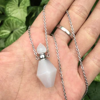Pyramidal Shape chalcedony Necklace Pointed Bottle Cap Perfume Bottle pendant,Essential Oil Diffuser, gift necklace.
Pyramidal Shape chalcedony Necklace Pointed Bottle Cap Perfume Bottle pendant,Essential Oil Diffuser, gift necklace.