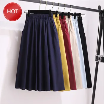 Korean Summer Women A-word swing midicotton skirt retro umbrella skirt solid color pocket casual skirts large size female 
Korean Summer Women A-word swing midicotton skirt retro umbrella skirt solid color pocket casual skirts large size female