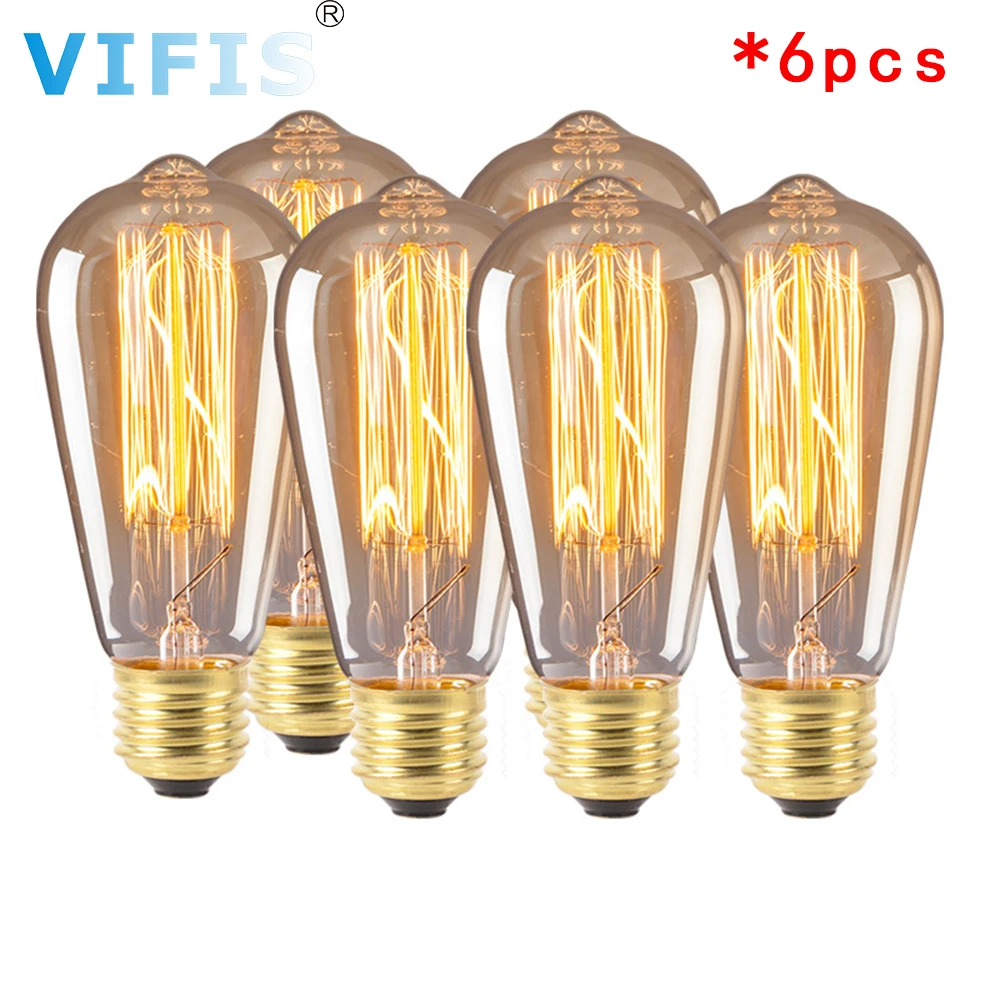 6pcs Retro LED Ceiling Light bulb E27 Dimmable Vintage ST64 Filament Light Bulb E27 LED Edison Globe Lamp 220-240V Glass 40W
6pcs Retro LED Ceiling Light bulb E27 Dimmable Vintage ST64 Filament Light Bulb E27 LED Edison Globe Lamp 220-240V Glass 40W