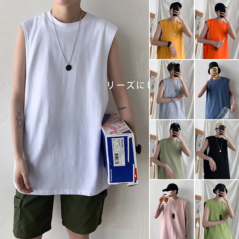 Mens Workout Clothing Colorful Plain Tank Tops Cotton Gym Sleeveless for Men O Neck Pullover Stringer Tees Loose Singlets Male
Mens Workout Clothing Colorful Plain Tank Tops Cotton Gym Sleeveless for Men O Neck Pullover Stringer Tees Loose Singlets Male