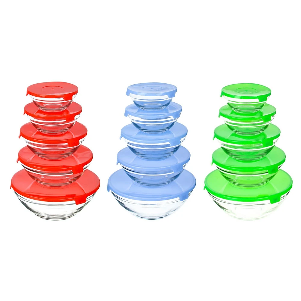 A set of containers with a lid 5pcs (140ml 210ml 350ml 450ml 850ml) glass plastic Kitchen supplies Lunch Box Tableware Dining Bar Home Garden |