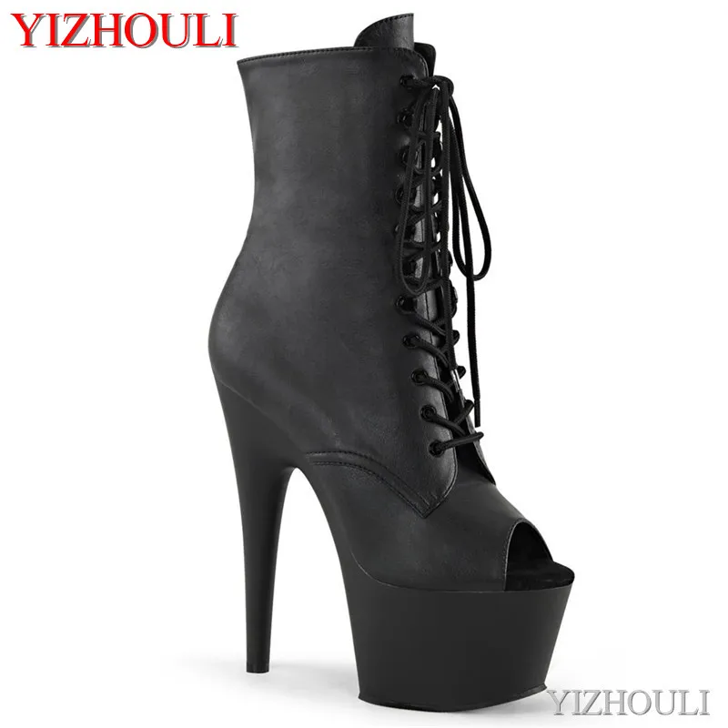 17cm heels, low-heeled boots for stage dinners, 7in open-toed heels, night club ankle boots
17cm heels, low-heeled boots for stage dinners, 7in open-toed heels, night club ankle boots