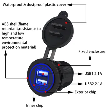 5v 4.2a Dual Usb Charger Socket Adapter Power Outlet For 12v 24v Two Ports Phones Chargers Motorcycle Car ##0
5v 4.2a Dual Usb Charger Socket Adapter Power Outlet For 12v 24v Two Ports Phones Chargers Motorcycle Car ##0