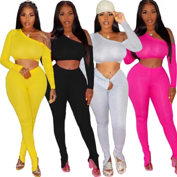 Sexy One Shoulder Bodycon 2 Piece Matching Sets Women Sporty Casual Skinny Two Piece Outfits Crop Top+pants Streetwear Clothes
Sexy One Shoulder Bodycon 2 Piece Matching Sets Women Sporty Casual Skinny Two Piece Outfits Crop Top+pants Streetwear Clothes