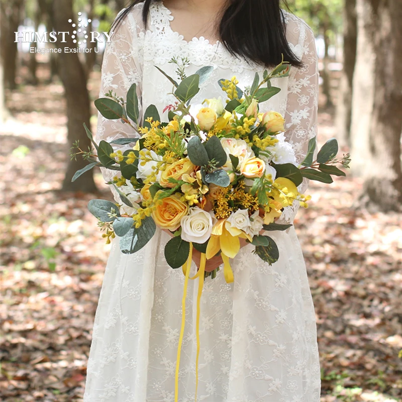 HIMSTORY Retro European Yellow Roses Silk Wedding Flowers Bridal Bouquet Artificial Flower Wedding Bride Hand Holder Accessories
HIMSTORY Retro European Yellow Roses Silk Wedding Flowers Bridal Bouquet Artificial Flower Wedding Bride Hand Holder Accessories