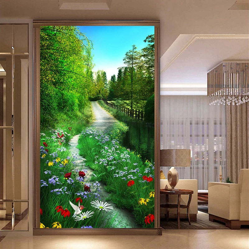 

Dropship Custom Mural Wallpaper 3D Forest Path Nature Scenery Painting Fresco Entrance Hallways Backdrop Wall Papers 3D Decor