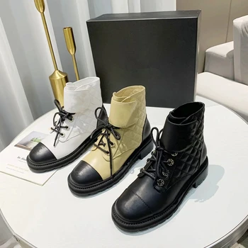 Fashion Brand Platform Boots Lace Up Ankle Boots for Women Genuine Leather Shoes for Women Luxury Design Combat Boots for Women
Fashion Brand Platform Boots Lace Up Ankle Boots for Women Genuine Leather Shoes for Women Luxury Design Combat Boots for Women