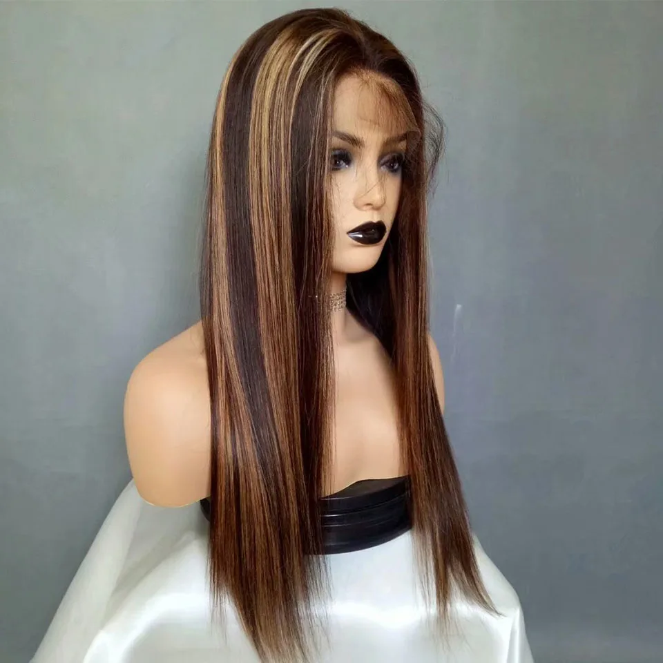 China supplier 4/27 Ombre lace Front Human Hair Wigs With Baby Hair Brazilian Remy Hair 13*4 Pre Plucked  Wavy Lace Front Wigs 