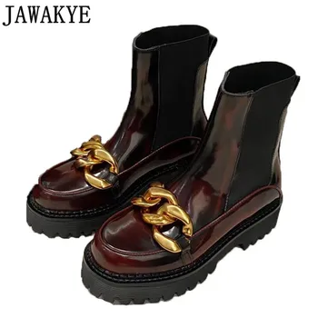 Chain decor ankle boots round toe flat platform Chelsea boots short Martin botas winter street fashion shoes women
Chain decor ankle boots round toe flat platform Chelsea boots short Martin botas winter street fashion shoes women