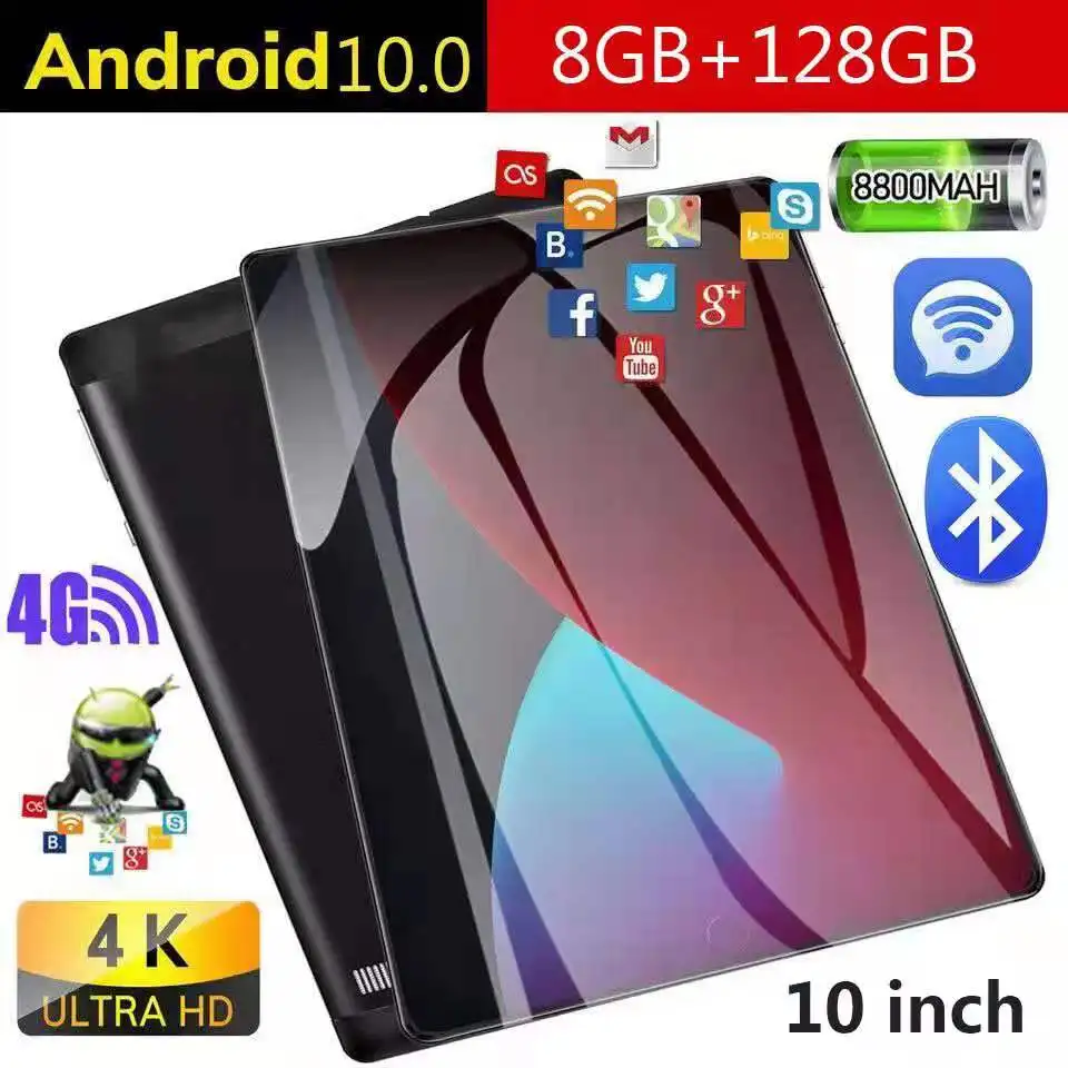 

Hot sale Android Tablet 10 inch 10 core3G 4G FDD LTE 8GB RAM 128GB ROM 1280*800 IPS Dual Cameras Android 10.0 OS GPS Tablets 10