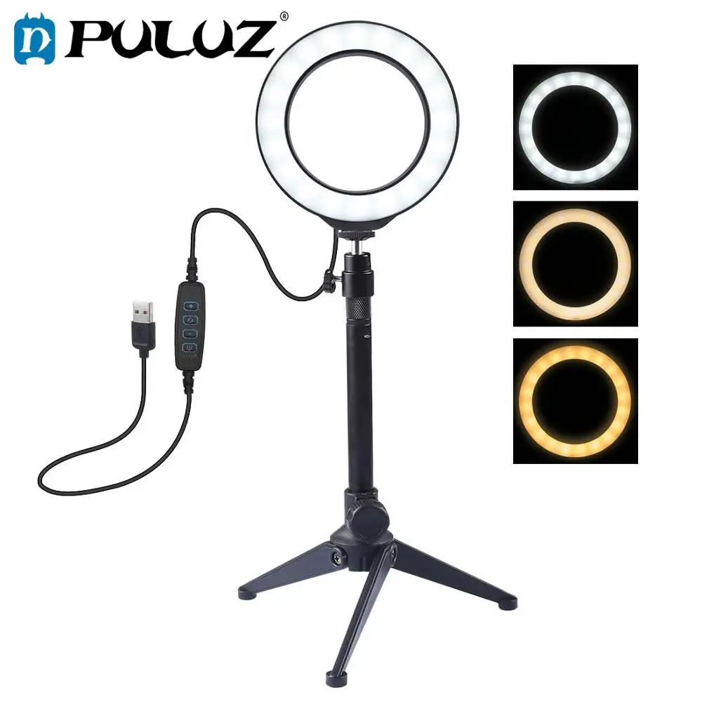 PULUZ 4.7/ 6.2 inch 3 Modes Dimmable LED Selfie Ring Light &Light Stand & Cold Shoe Tripod Ball Head For YouTube Video Vlogging
PULUZ 4.7/ 6.2 inch 3 Modes Dimmable LED Selfie Ring Light &Light Stand & Cold Shoe Tripod Ball Head For YouTube Video Vlogging