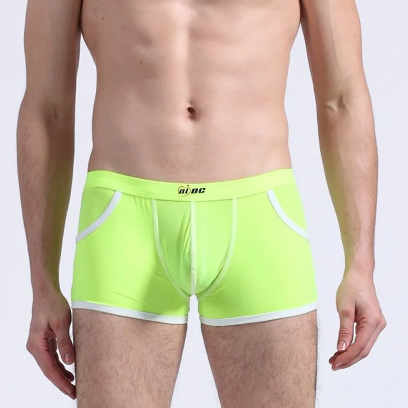Men Ice Silk Underwear Boxer Shorts Breathable Fashion Pocket Man Sexy Transparent Gay Male Panties | Мужская одежда