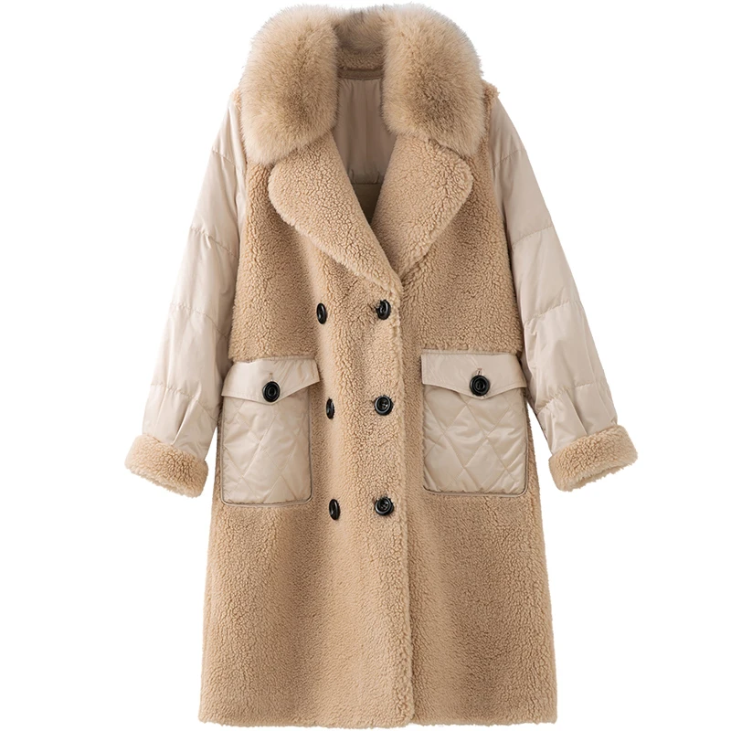 Real Fur Coat Female Wool Jacket Fox Fur Collar Sheep Shearling Autumn Winter Coat Women Clothes 2020 Korean Down Coat ZT4287
Real Fur Coat Female Wool Jacket Fox Fur Collar Sheep Shearling Autumn Winter Coat Women Clothes 2020 Korean Down Coat ZT4287