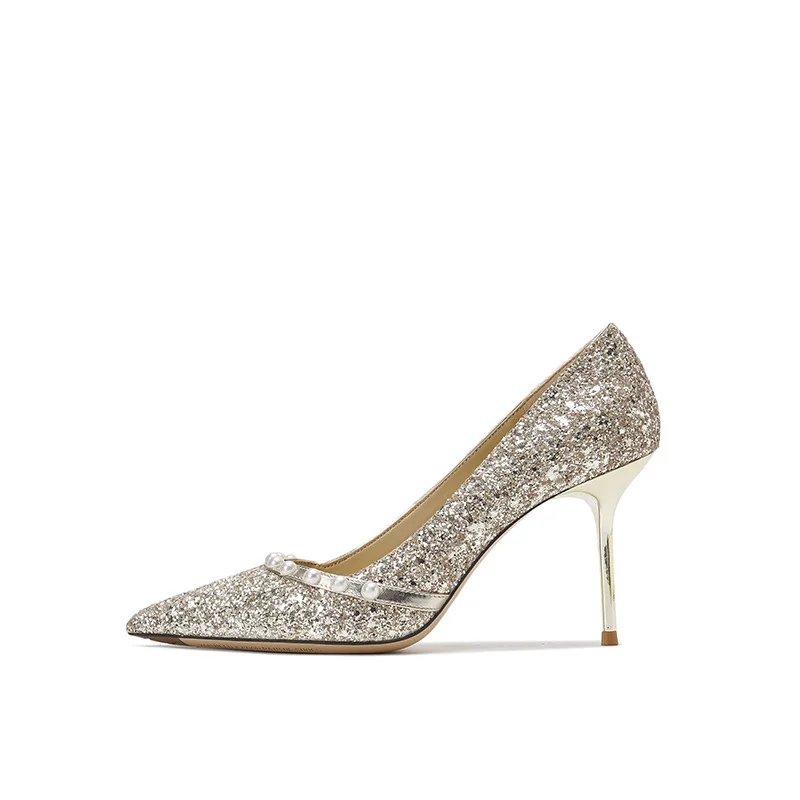 New Crystal Wedding Shoes Womens High-Heeled Pearl Banquet Single Shoes Fashion Sequined Stiletto High Heels
New Crystal Wedding Shoes Womens High-Heeled Pearl Banquet Single Shoes Fashion Sequined Stiletto High Heels