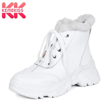 KemeKiss Women Genuine Leather Snow Fur Warm Boots Ankle Boots Zipper Thick Bottom Shoes Female Footwear Size 34-39
KemeKiss Women Genuine Leather Snow Fur Warm Boots Ankle Boots Zipper Thick Bottom Shoes Female Footwear Size 34-39