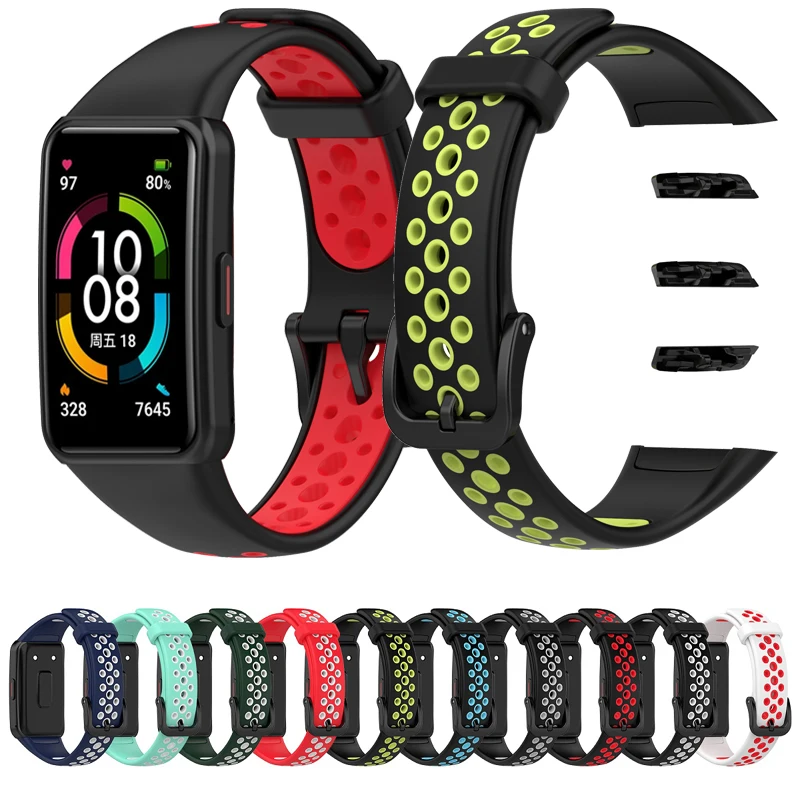 New Silicone Strap For Huawei Band 6 double Color Breathable Smart Watchband Replacement Bracelet for Huawei honor band 6 Strap
New Silicone Strap For Huawei Band 6 double Color Breathable Smart Watchband Replacement Bracelet for Huawei honor band 6 Strap