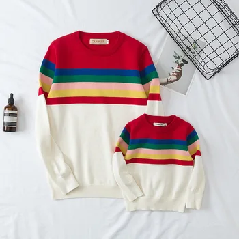 Matching Family Outfits Children Christmas Sweater Autumn Rainbow Striped Kids Baby Sweaters Pullovers Dad Mom and Me Clothes
Matching Family Outfits Children Christmas Sweater Autumn Rainbow Striped Kids Baby Sweaters Pullovers Dad Mom and Me Clothes