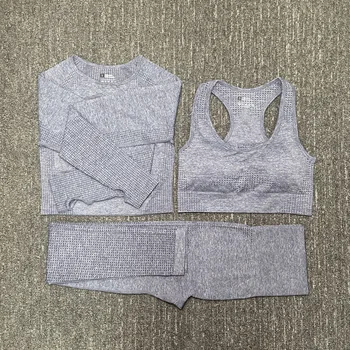 Seamless Yoga Suit Women's Fitness Sportswear Gym Clothing Long Sleeve Crop Tops High Waist Running Leggings Fitness Pants
Seamless Yoga Suit Women's Fitness Sportswear Gym Clothing Long Sleeve Crop Tops High Waist Running Leggings Fitness Pants