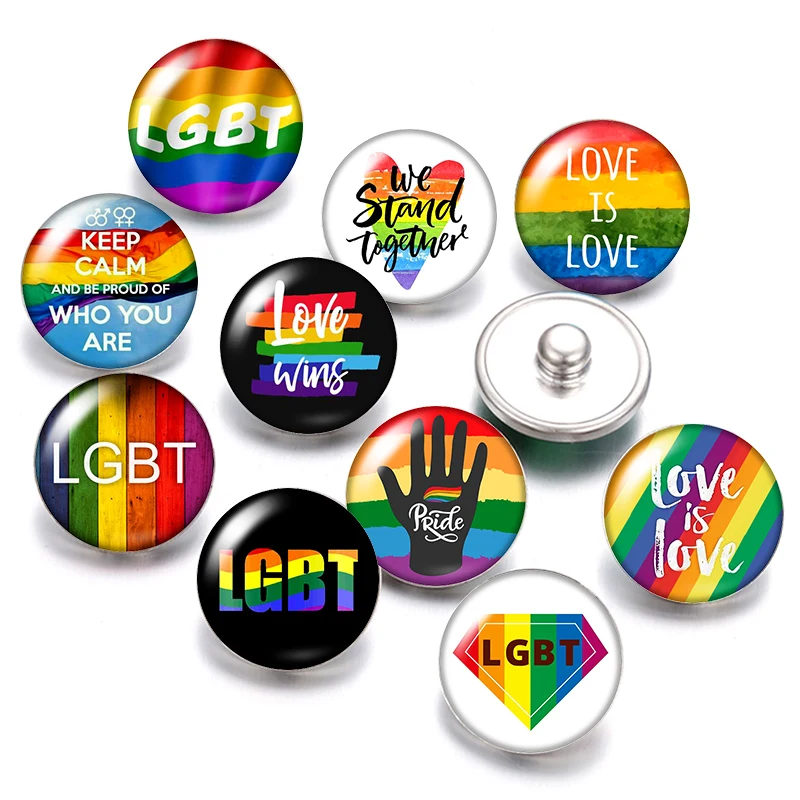 DB1038 LGBT Rainbow Flag Love is love 18mm snap buttons 10pcs mixed round photo glass cabochon style for snap button jewelry
DB1038 LGBT Rainbow Flag Love is love 18mm snap buttons 10pcs mixed round photo glass cabochon style for snap button jewelry