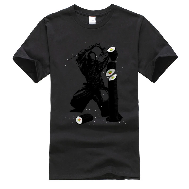 Sushi_Slasher_5168 100% Cotton Fabric Men Short Sleeve T Shirt Casual April FOOL DAY Top T-shirts Brand O-Neck T Shirts Sushi_Slasher_5168 black