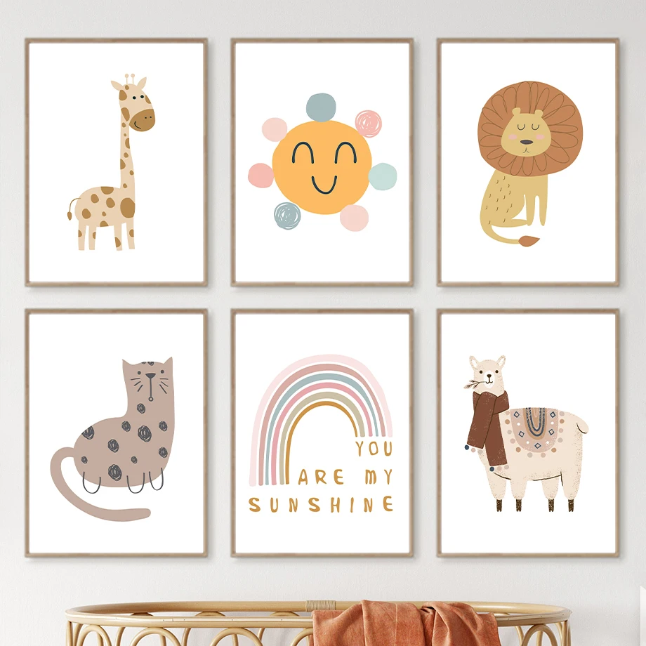 Giraffe Lion Elephant Alpaca Leopard Rainbow Nordic Posters And Prints Wall Art Canvas Painting Wall Pictures Kids Room Decor
Giraffe Lion Elephant Alpaca Leopard Rainbow Nordic Posters And Prints Wall Art Canvas Painting Wall Pictures Kids Room Decor
