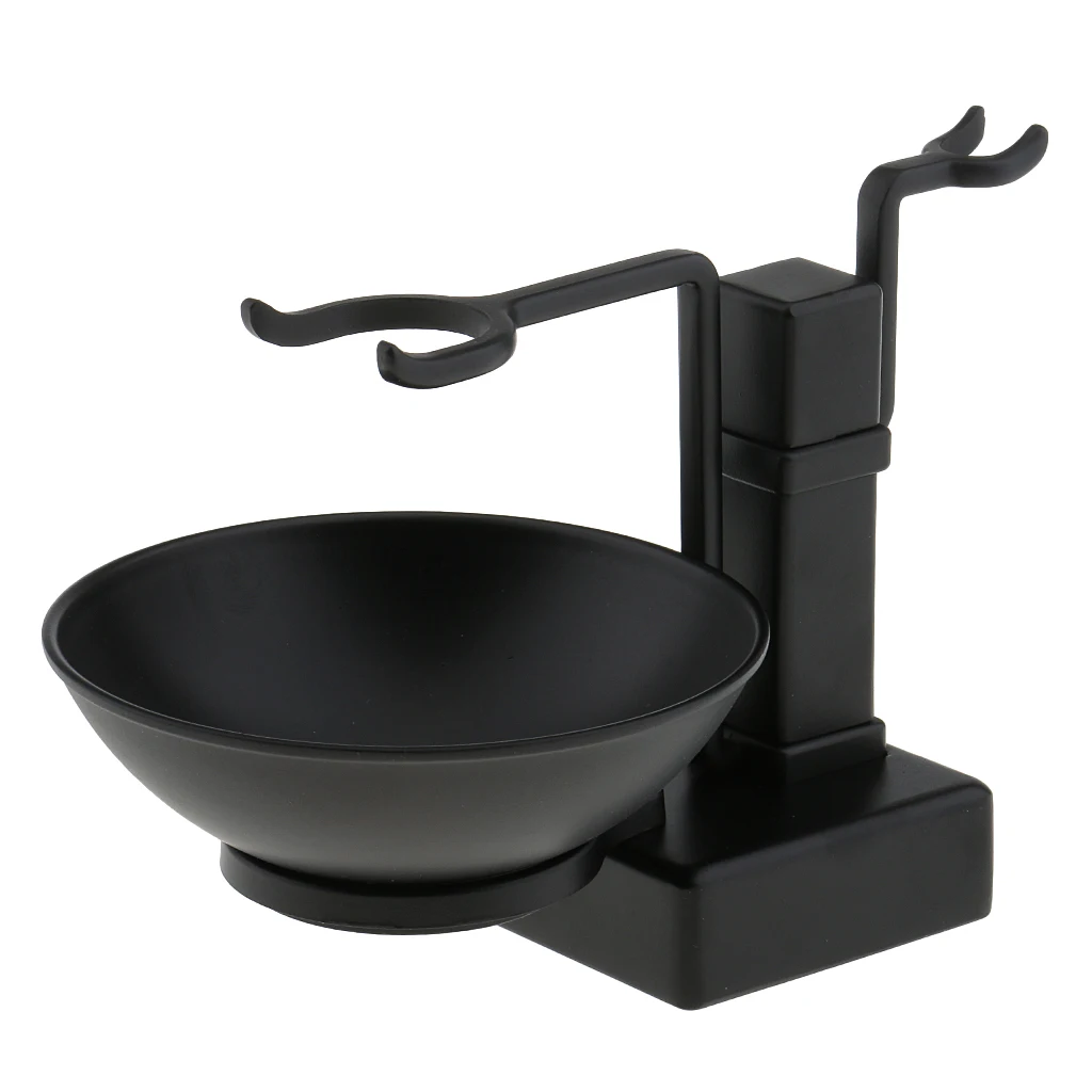 Mens Alloy Shaving Brush Bowl Stand Set Shave Mug Cup Rack Holder Kit Black Mens Alloy Shaving Brush Bowl Stand Set Shave Mug Cup Rack Holder Kit Black