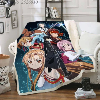 Throw blanket Sword Art Online 3D Velvet Plush Blanket Bedspread For Kids Girls Sherpa Blanket Couch Quilt Cover Travel 05 
Throw blanket Sword Art Online 3D Velvet Plush Blanket Bedspread For Kids Girls Sherpa Blanket Couch Quilt Cover Travel 05